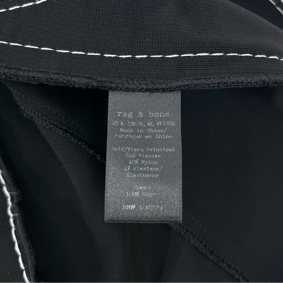 Rag & Bone Black & White Topstiching Detail X Cross Stretch Crop Top sz M - Picture 9 of 10